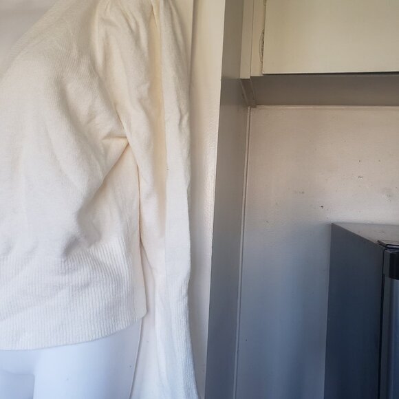 White/Cream Sweater Express with Rhinestone buttons Size M - Picture 3 of 4